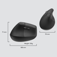 Mouse Logitech Lift For Business Wireless Ergonomisch Graphite Left