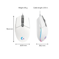 Mouse Logitech G G203 Wired White