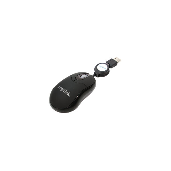 Mouse Logilink Optisch Usb Mini Mit Kabeleinzug, Schwarz