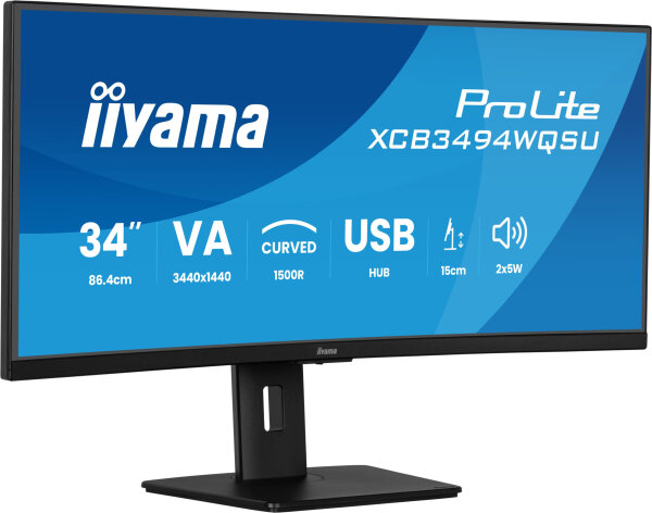 Iiyama Prolite Xcb3494wqsu-B1 86 Cm Hdmi,Displayport,Usb-C,Sp Curved